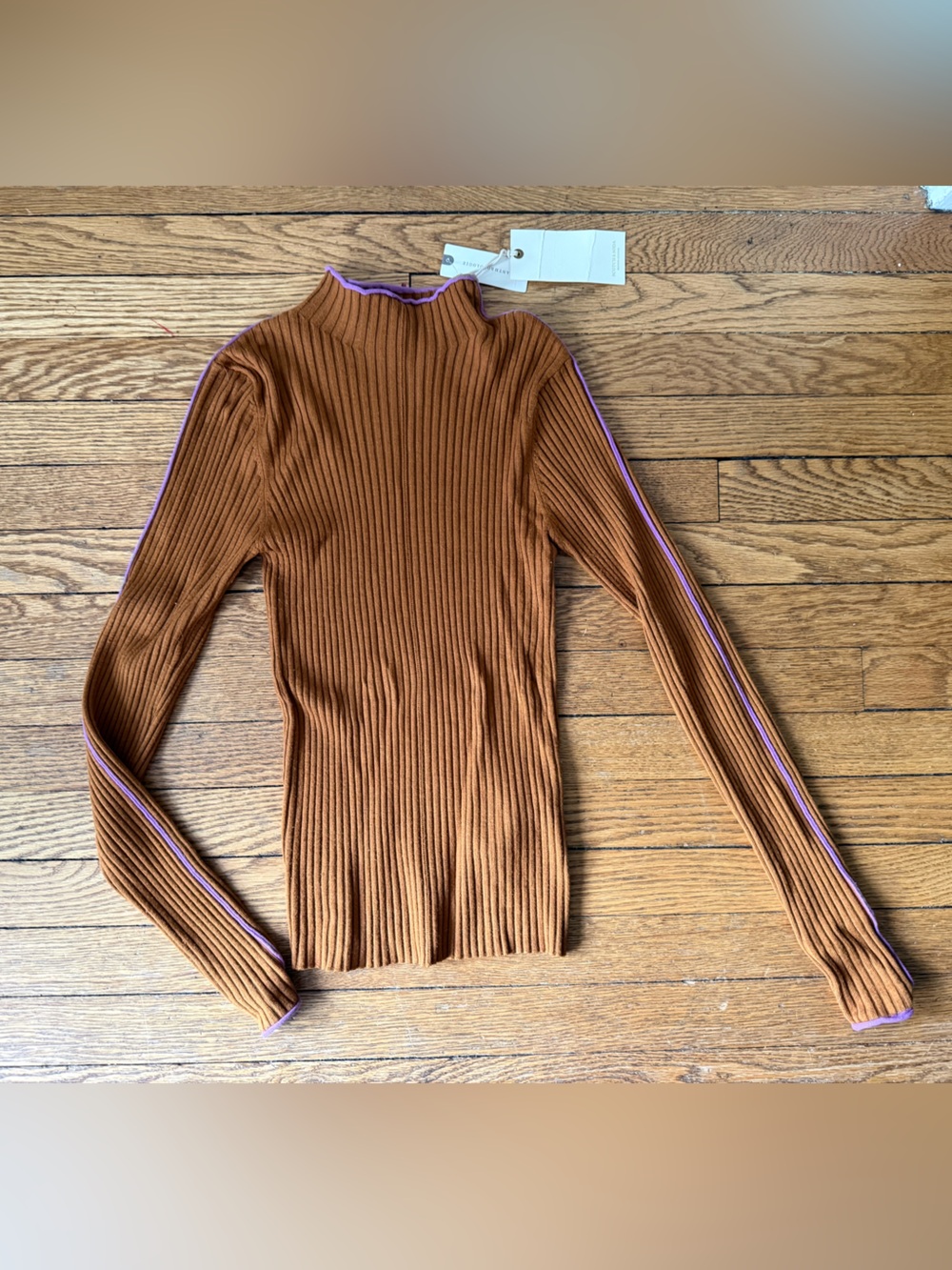 Scotch & Soda Brown Ribbed Long-Sleeve Top - Size XS - NWT